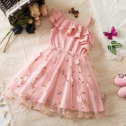TTYAOVO Girls One-Shoulder Ruffle Dress Floral