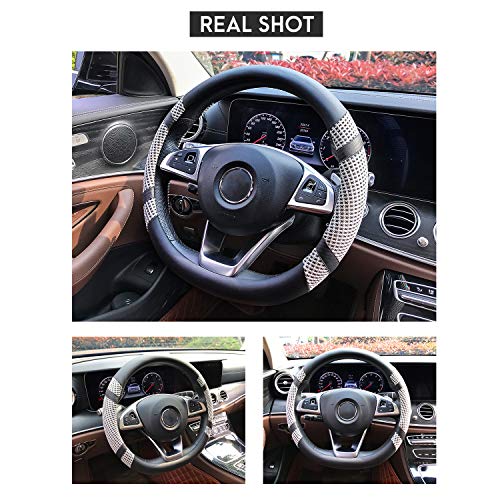 BOKIN Steering Wheel Cover Microfiber Leather Viscose, Breathable, Anti-Slip, Odorless, Warm in Winter Cool in Summer, Universal 15 Inches(Gray)