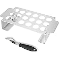 BBQMANN Jalapeno Grill Rack with Corer Tool, Barbecue Jalapeno Popper Holder, 18 Holes Stainless Steel Drumstick Chicken Wings Roaster for BBQ Smoker and Oven