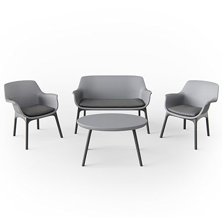 OSKAR Gartenmöbel Lounge Set Sitzgarnitur Sitzgruppe Balkonmöbel Kunststoff anthrazit