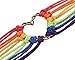 ISHOW Rainbow Gay Pride Lesbian LGBT Heart Love Wax Cord Braided Bracelet for Men and Women, 7.5