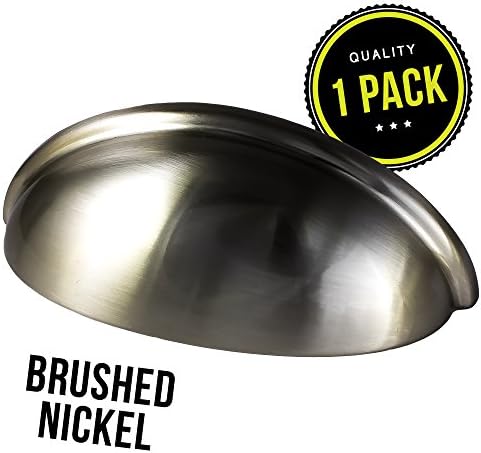 Cabinet Hardware Bin Cup Drawer Handle Pull - 3" Inch (76mm) Hole Centers (1pk Satin Nickel)