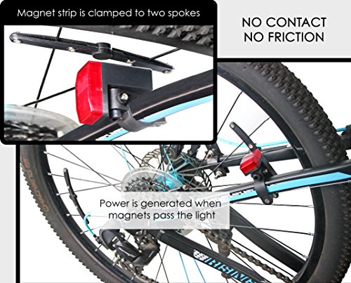 LykusSource Dynamo-Powered Bike Tail Light with Capacitor, Battery-Free, No Need to Recharge, Auto On/Off, Keep Flashing at Stop, Upgraded Installation (2nd Generation) - Thumbnail 3