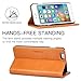 iPhone 6S Plus Case, iPhone 6 Plus Case, SHIELDON Genuine Leather Wallet Case Flip Book Design w/Stand & Credit Card Compartments, Magnetic Closure for iPhone 6 Plus and iPhone 6S Plus, Tan Brown
