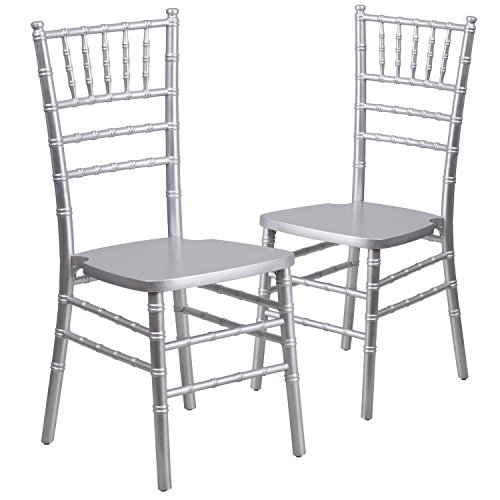 Flash Furniture 2 Pk. HERCULES Series Silver Wood Chiavari Chair