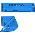 USPACKSMART 1"x3.35" Blue Non-Transfer Tamper-Evident Security Void Stickers/Labels/Seals with Sequential Numbers, Writable, Fan Folded for Convenience | 100-Pack