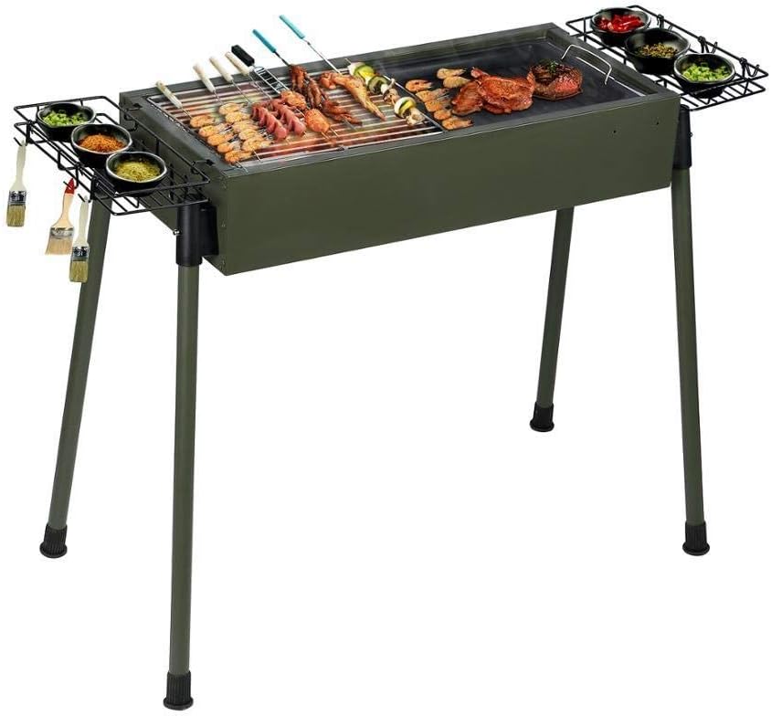 Portable BBQ Grill NonStick Surface Folding Barbecue Charcoal Grill Large Hibachi