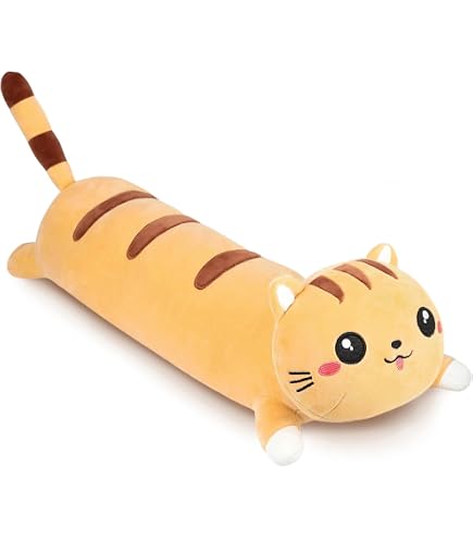Giant Cat Plush Pillow 90cm - Super Soft Hugging Pillow, Cute Kitty Doll For Kids, Girlfriends, Home Decor - Yellow & Other Sizes