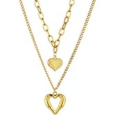 MarveBard Gold Layered Necklaces for Women Vintage Irregular Heart Wing Pendant Necklace Trendy Chunky Heart Chain Choker Necklaces Dainty Y2k Necklace Christmas Birthday Party Jewelry
