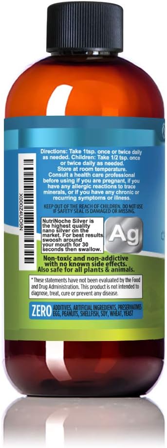 NutriNoche Colloidal Silver Mineral Liquid Supplement - Daily Immune System Support - Colloidal Nano Silver 30 PPM (8 Ounces): Health & Personal Care