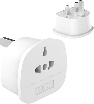 Loydia 1 Pack European to UK Plug Adaptor 13A Fuse Universal Travel Adapter