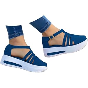 Close Toed Sandals for Women Summer Platform Wedge Sandals Breathable Closed Toe Air Cushion Sneakers with Arch Support Non S