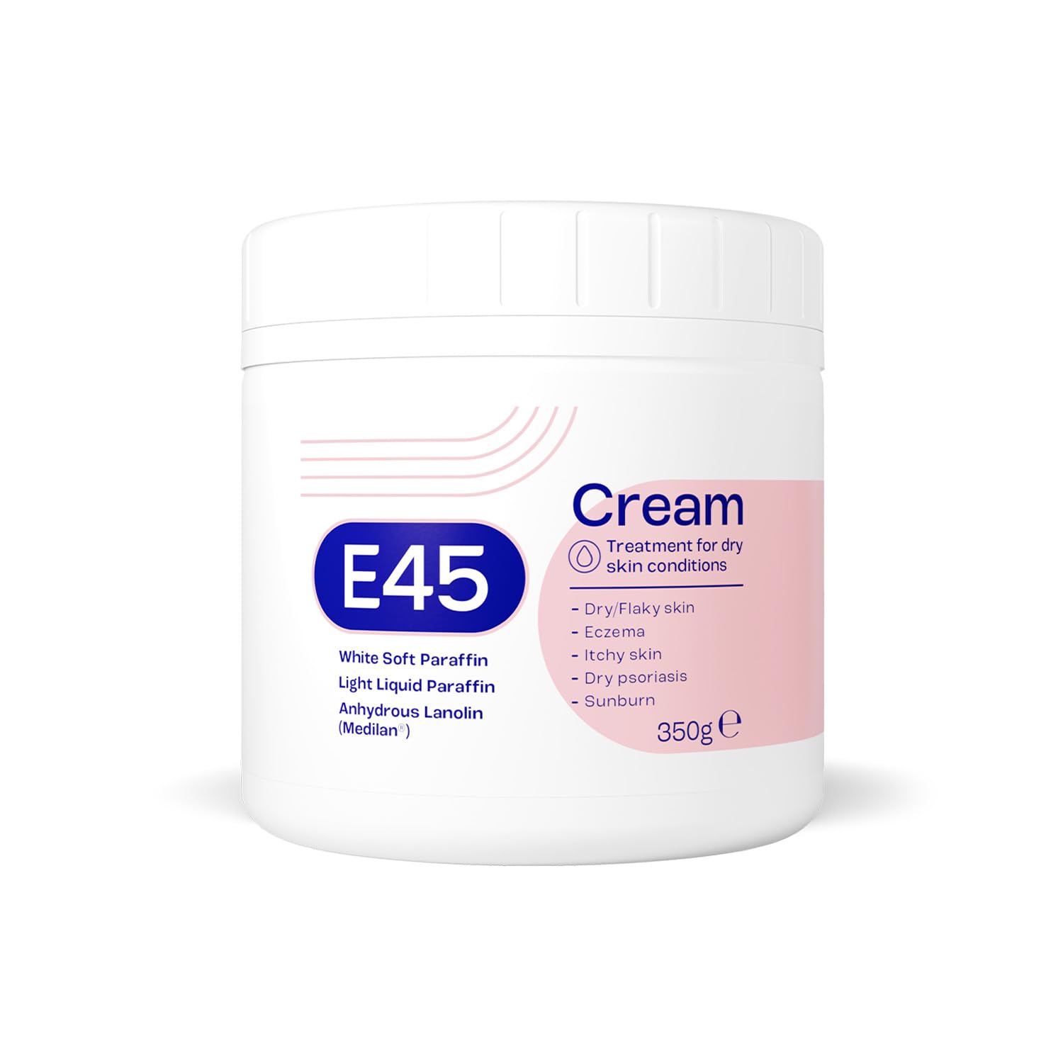 E45 Cream for Dry & Sensitive Skin - Clinically Proven Moisturiser for Eczema, Dermatitis & Irritation - Dermatologically Tested Non-Greasy Body, Face & Hand Care, 350g