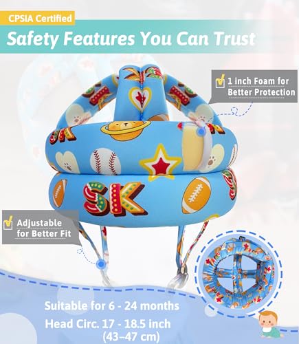 Baby Helmet for Crawling & Walking - Head Protector for Infants, Soft Cushion Safety Headguard, Toddler Inflatable Helmets 6-12 Months