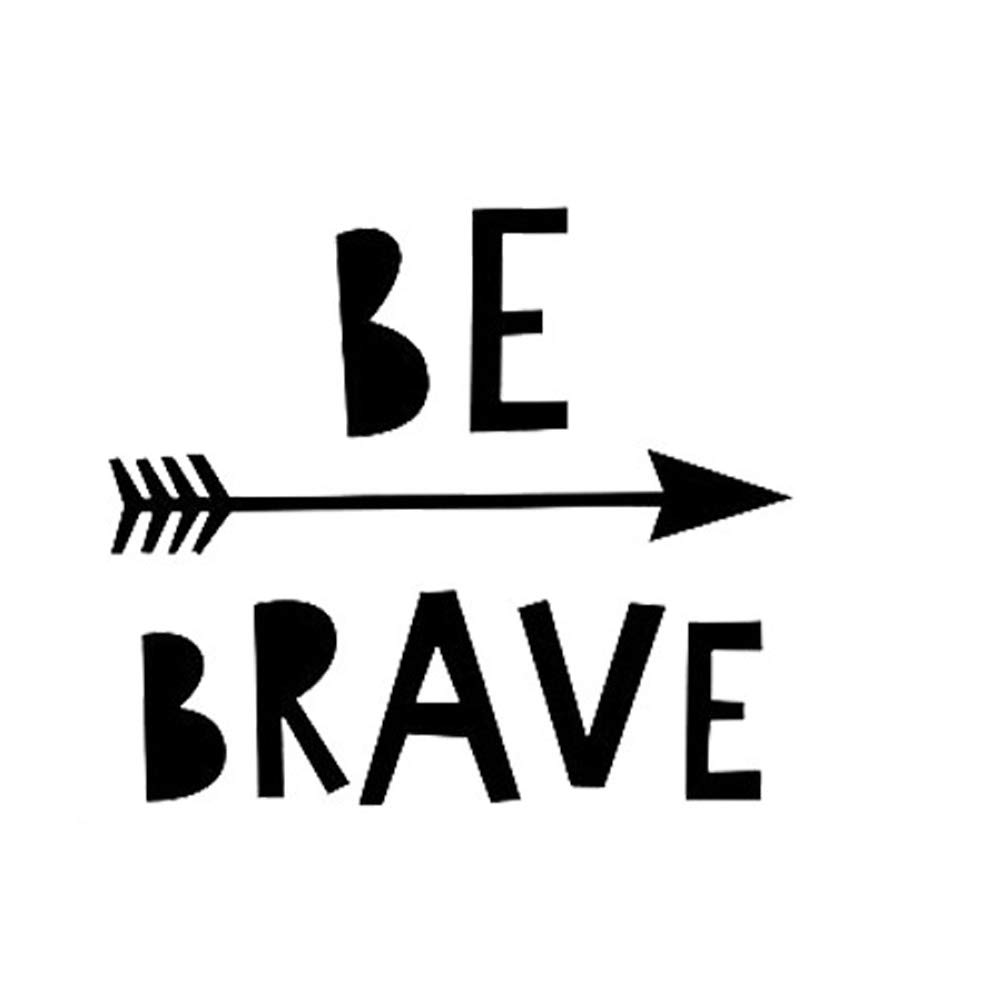 Be Brave English Inspiring Quote Wall Sticker, Black Be Brave with Arrow Wall Transfer Decal