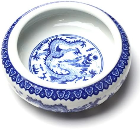 Calligraphy Brush Sumi Pens Calligraphy Brush Rest Water Well Dragon Totem Blue And White Colour Big Size Ceramics Tradition Professional A Great Classical Chinese(Water Well 05)