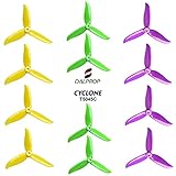 DALPROP Cyclone Drone Propeller - FalcoRC 3 Leaf Props Tri-Blade High-Speed Propeller T5045C 6Pairs/12pieces(6CW/6CCW) for Drone Quadcopter FPV RC Racing (Yellow/Green/Purple)
