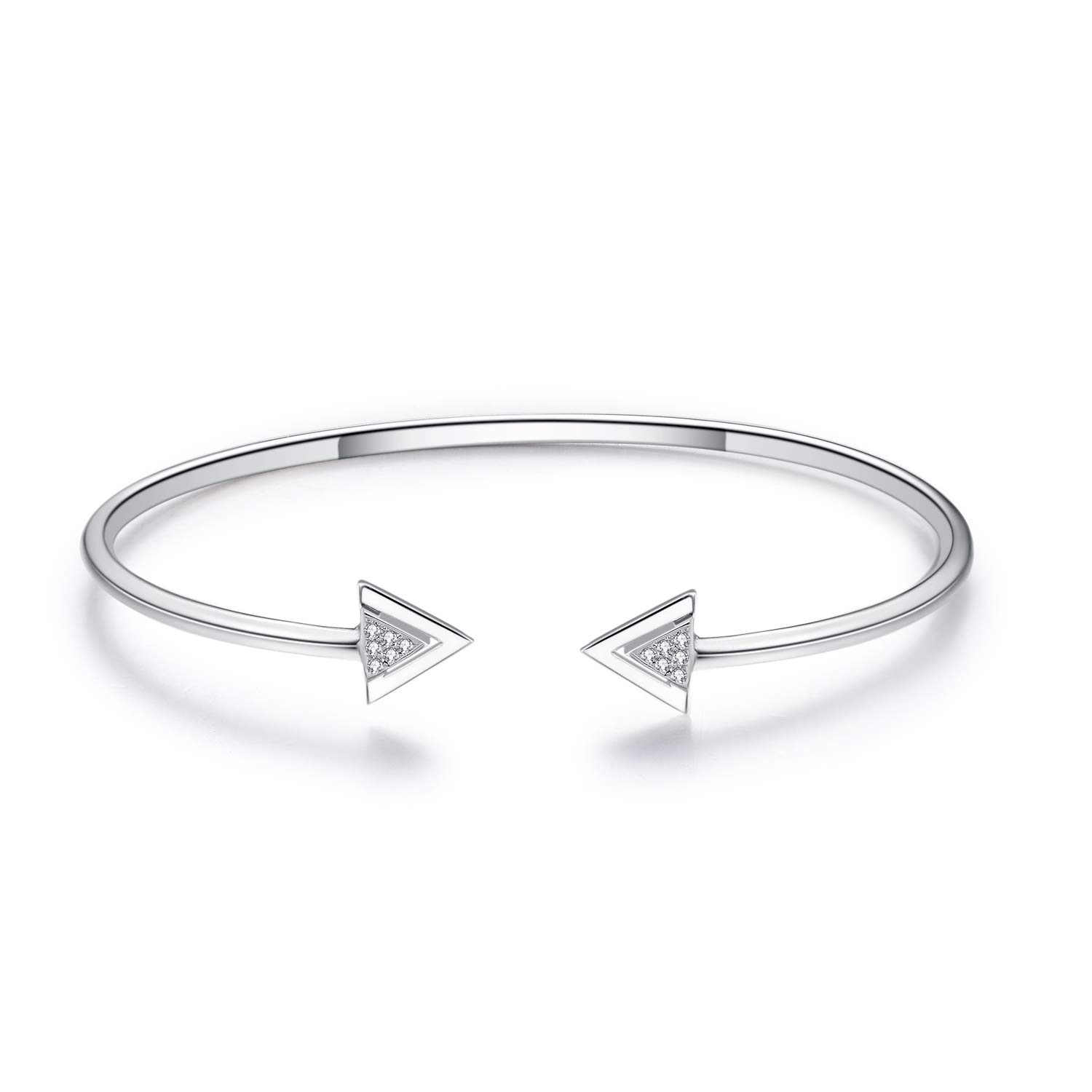 YFN Arrow Love Bangle Bracelets for Women Birthday Gifts for Her Sterling Silver Adjustable Cuff Bangle