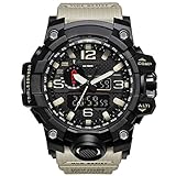 Bounabay Men's Military Digital Sport Watch Water Resistant Outdoor LED Back Light Display,Beige