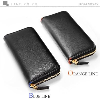 Amazon Beamz Square 長財布 メンズ サフィアーノレザーラウンドロングウォレット 牛革 オレンジライン 財布