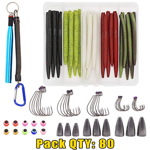 XFISHMAN Senko Worms Bass Fishing Lure Kit 30 pk Wacky Rig Worms Soft