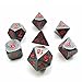 Metallic 7pcs Dungeons and Dragons Dice Set, Metal RPG Game Dice with Red Numbers, Metallic 7pcs Polyhedral Dice Set