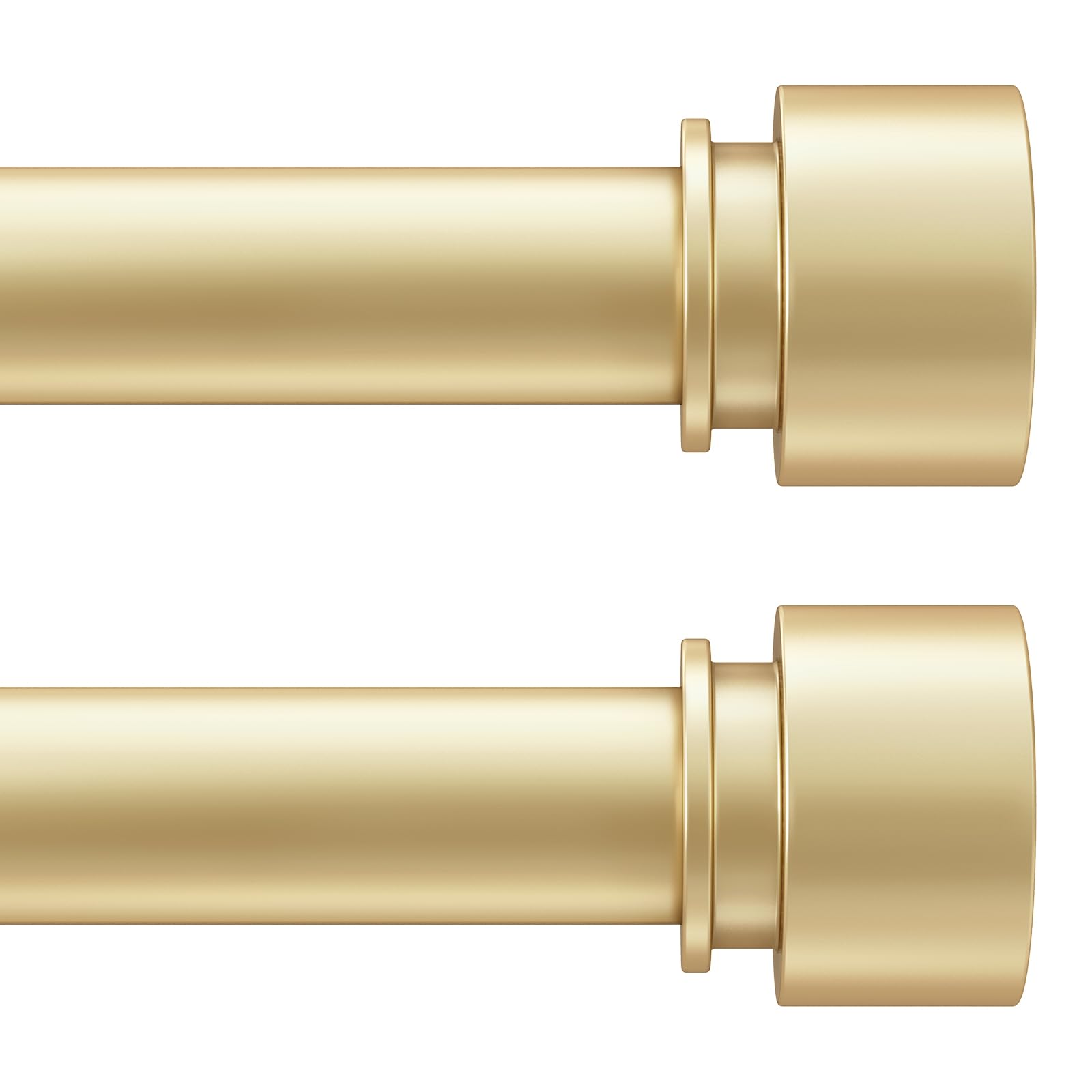 Photo 1 of VOIIY Gold Curtain Rod 2 Pack for Windows 48 to 84 Inch(4-7 Feet), Heavy Duty 1'' Diameter Adjustable Window Drapery Rod Set of 2, Modern and Simple Decorative End Cap Finish, Brass(36"-88")