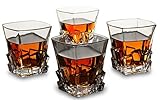Iceberg Whiskey Glass Set of 4, KANARS Lead Free Crystal Rocks Style Scotch Tumbler For Bourbon, Irish Whisky Or Cocktail - Heavy Base - Unique Luxury Gift For Wedding Birthday Father's Day, 10 Oz