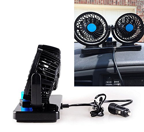 ETONG Car Electric Fan Vehicle Fan Car Auto Cooling Air Fan 2-Speed Rotatable 12V Ventilation Dashboard Electric Car Fans Summer Cooling Air Circulator