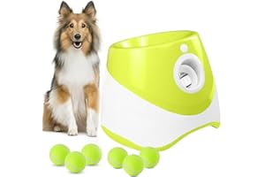HNNOAIDA Interactive Dog Toys - Automatic Tennis Ball Launcher for Medium to Large Dogs, Outdoor Exercise & Training, Perfect Home Dog Toy 6 Ball (Fluorescent, Standard)