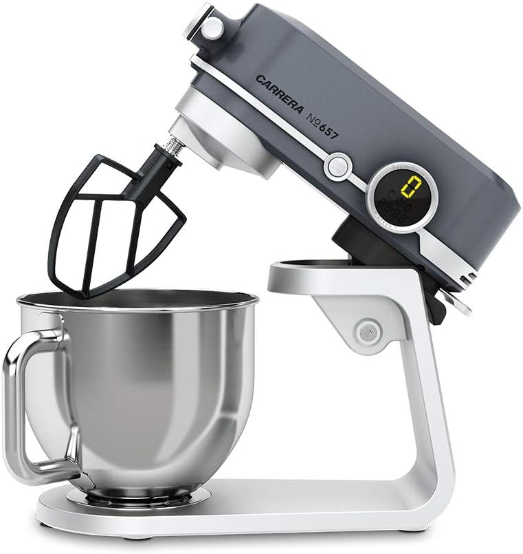 CARRERA Stand Mixer №657, Stainless Steel Quiet Food Processor with 8