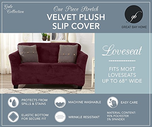 image for Great Bay Home Modern Velvet Plush Strapless Slipcover. Form Fit Stret