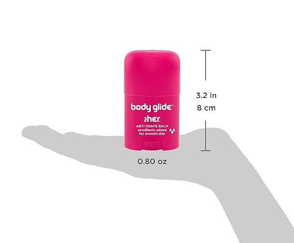 BODY GLIDE FOR HER ANTI CHAFE BALM | CHAFING STICK WITH ADDED EMOLLIENTS | GREAT FOR DRY, SENSITIVE SKIN AND/OR SENSITIVE AREAS | USE ON CHEST, BRA, BUTT, GROIN, ARM, AND THIGH CHAFING | 0.8OZ