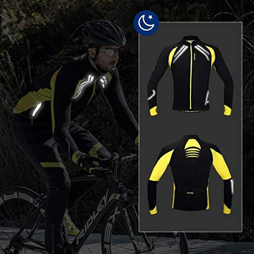 image for Santic Men's Cycling Jacket Windproof Fleece Thermal Winter Bike Bicyc