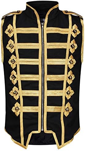 Ro Rox Sleeveless Marching Band Drummer Parade Military Jacket, Lightweight Vest for Stage Performances, Steampunk Parties