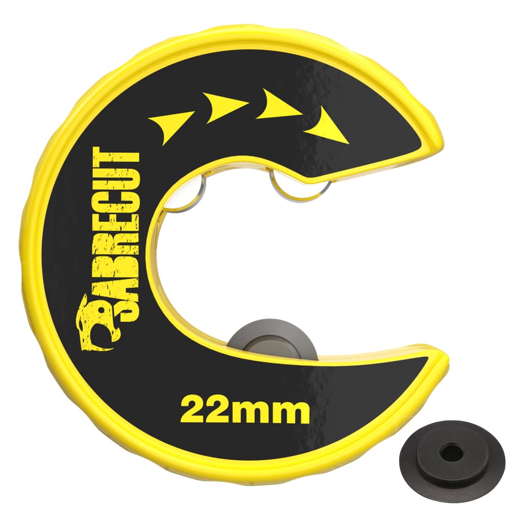 1 x SabreCut APSC22 22mm (55/64") Automatic Clip & Twist Action Pipe Cutter Tube Slice Compact Zinc Alloy Body with Longlife SKS-3 High Chrome Tool Steel Cutting Wheel (Spare Wheel Included)