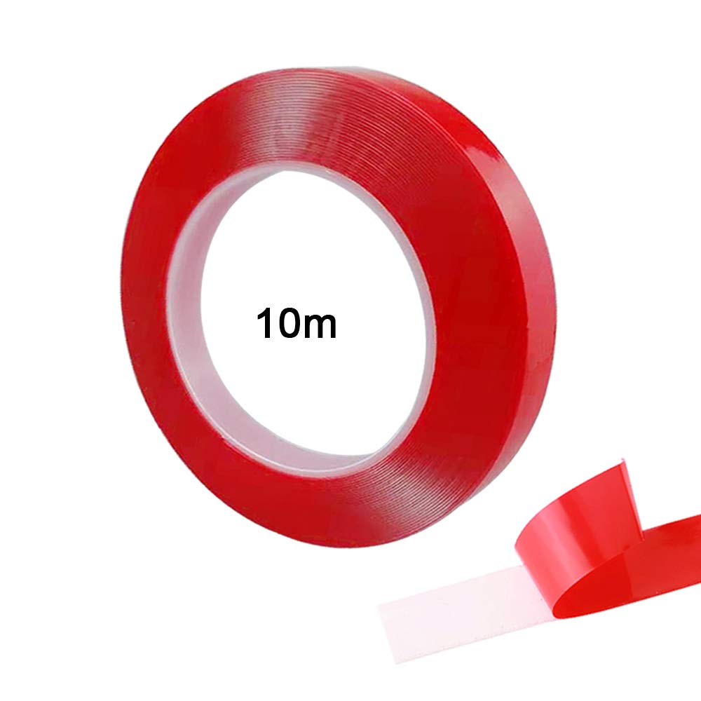 QitinDasen 10m X 15mm Premium Heavy Duty Transparent Acrylic Foam Mounting Tape, Roll Double Sided Adhesive Tape, Waterproof & Heat Resistant, for Indoor and Outdoor (Thick 0.5mm)