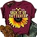 Donbetuy Women's Cute Summer Sunflower T Shirts Vintage Funny Short Sleeve Graphic Cotton Tees Tops