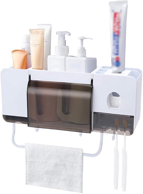 Amazon 洗面台ラック 歯ブラシホルダー タオルホルダー 自動歯磨き粉ディスペンサー 多機能 壁掛け収納 穴あけ不要 安定 耐荷重6kg 携帯電話ホルダー磁気吸着 4つフックと歯磨きコップ付き 日用雑貨 バスルームアクセサリー 2カップ付き 歯ブラシスタンド ホーム Amazon 洗面台ラック 歯ブラシホルダー タオルホルダー 自動歯磨き粉ディスペンサー 多機能 壁掛け収納 穴あけ不要 安定 耐荷重6kg 携帯電話ホルダー磁気吸着 4つフックと歯磨きコップ付き 日用雑貨 バスルームアクセサリー 2カップ付き 歯ブラシスタンド ホーム
