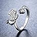 BAMOER 925 Sterling Silver Valentine's Day Gifts Sparkling CZ Stones Squirrel and Acorn Cute Ring for Women Teen Girls