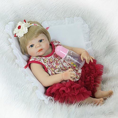 Fan Moon Girl So Silicone Newborn Baby Dolls Full Baby Dolls Red Dress 23-Inch
