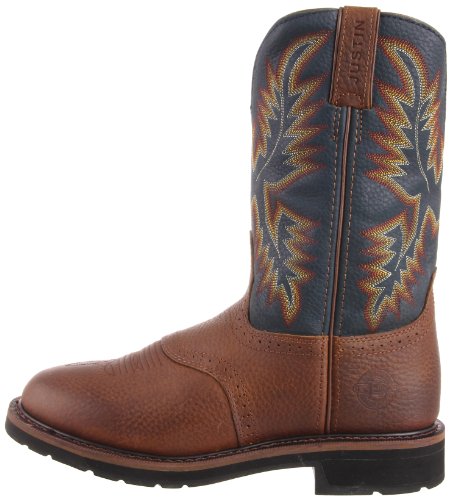 Justin Original Work Boots Men's Stampede Work Boot,Copper Kettle Rowdy/Steel Blue,6.5 EE US