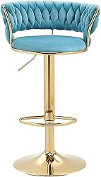 Kakotito 360° Velvet Swivel Bar Stools with Low