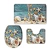 WELLFLYHOM Beach Conch Starfish Toilet Lid Cover Set 3 Piece Bathroom Carpet with Rubber Backing + Contour Rug and… 51K8LF7yyNL