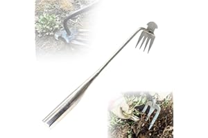 SENOY Weed Puller Tool Garden Weed Pulling Tool, 2024 Upgrade Weeding Artifact Uprooting Weeding Tool, 4 Teeth Manganese Steel Forged Hand Weeder for Vegetable Gardening Backyard Farm