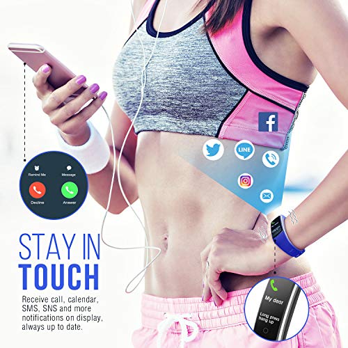 FITFORT Fitness Tracker with Blood Pressure HR Monitor - 2019 Upgraded Activity Tracker Watch with Heart Rate Color Monitor IP68 Pedometer Calorie Counter and 14 Sports Tracking for Women Kids Men
