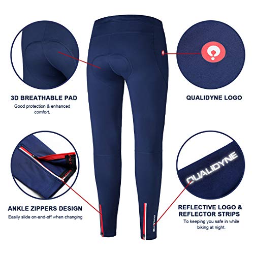 qualidyne Men's Cycling Bike Pants 3D Padded Winter Cycling Tights