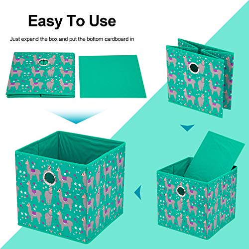 i BKGOO Foldable Storage Cube Drawer Bins Set of 4 Collapsible Fabric Storage Boxes with Round