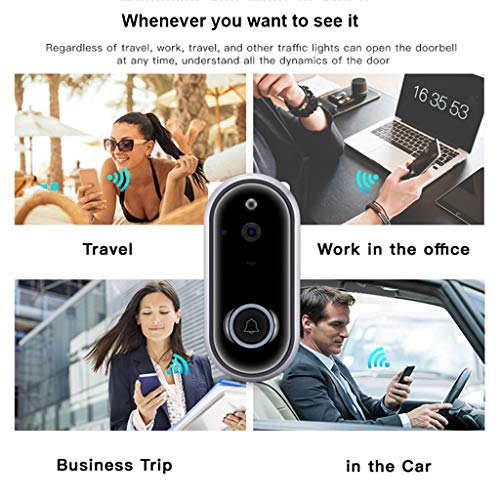 Wireless WiFi Video Doorbell Camera, M6 Visual Intercom Secure Camera Remote Smart Doorbell, Voice Calls, and Short-Term Video, Alarm Push, Night Vision (Gray Smart Doorbell)