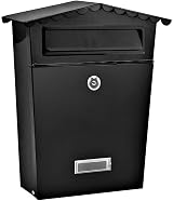 Greenfields Lockable Black Galvanised Wall Mount Mailbox Post Box Weatherproof view 3